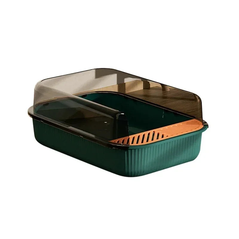 Anti-Splash Cat Litter Box: Semi-Closed Plastic Sand Box