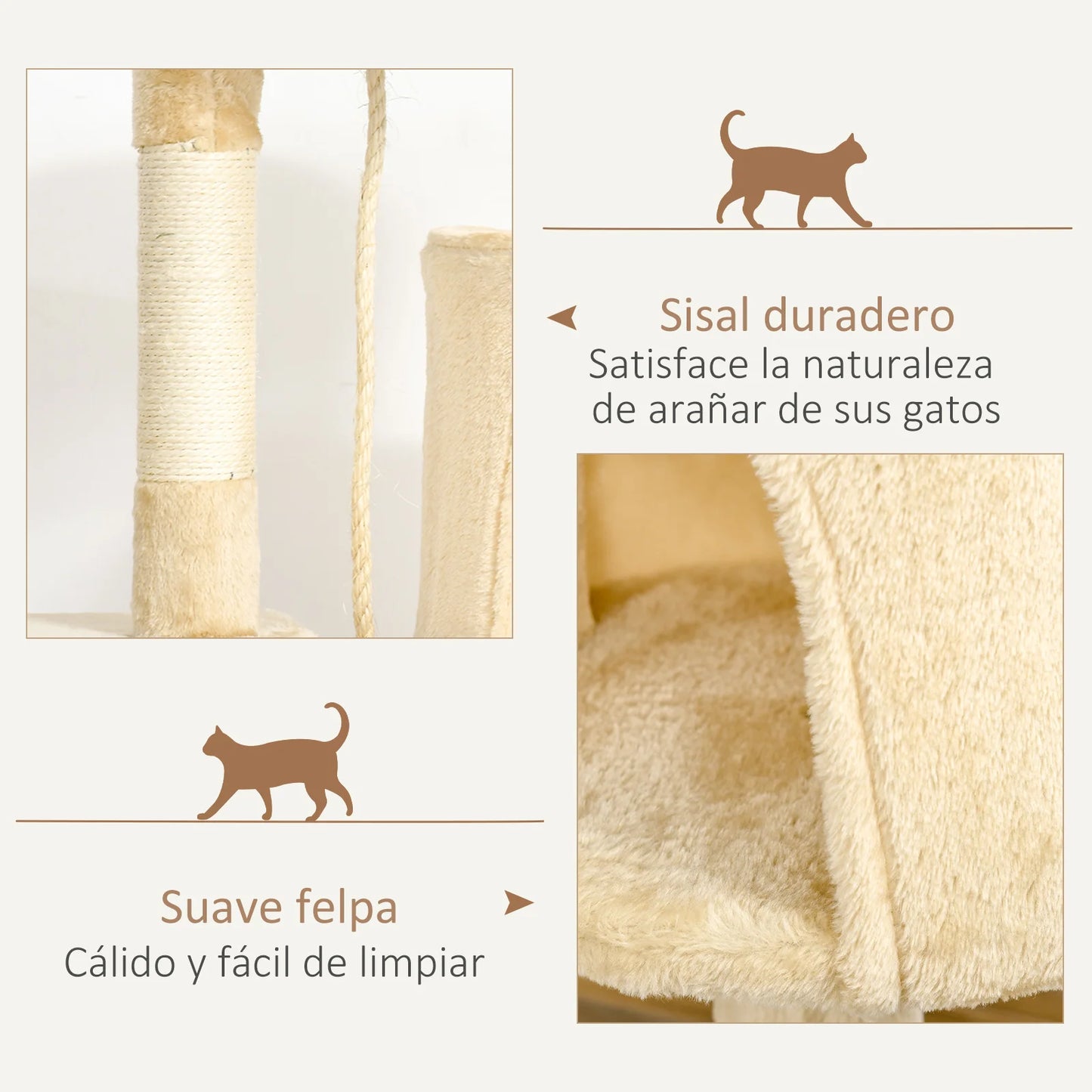 4-Tier Cat Tree with Scratching Posts, Plush Booth & Play Balls – Multi-Level Playhouse for Cats