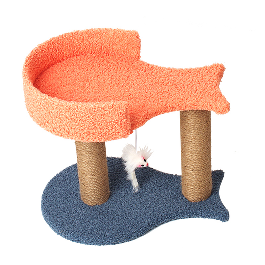 Twin Fish Color Block Cat Tree