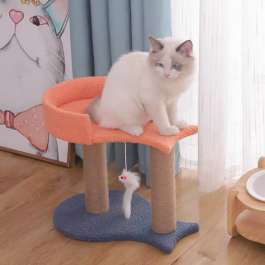 Twin Fish Color Block Cat Tree
