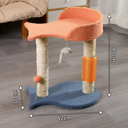 Twin Fish Color Block Cat Tree