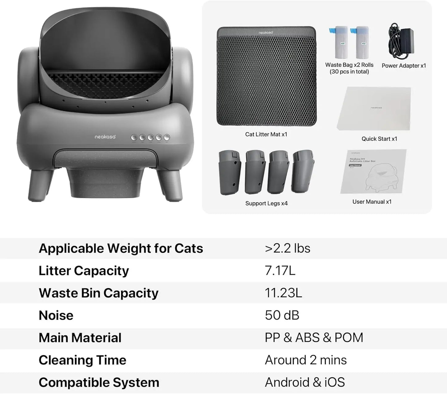 Self-Cleaning Cat Toilet – Above-Open, Large Capacity & Mat Included
