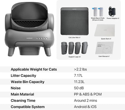 Self-Cleaning Cat Toilet – Above-Open, Large Capacity & Mat Included
