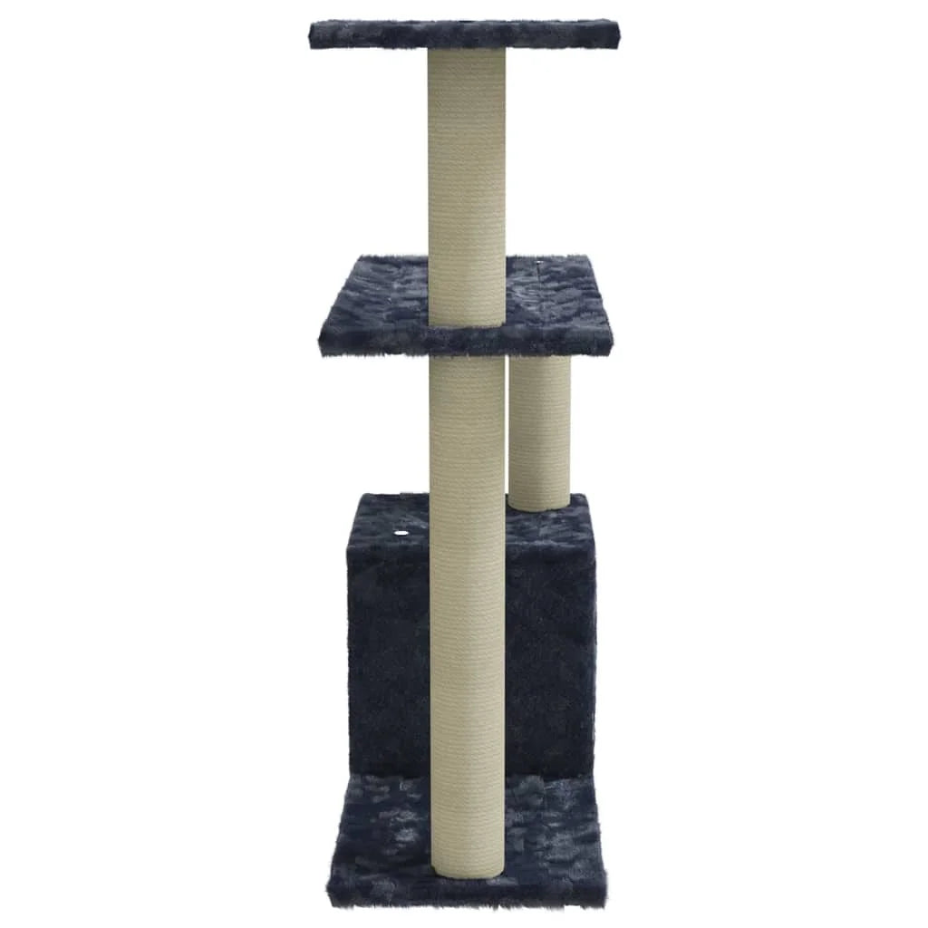 3-Tier Cat Tree Tower w/ Sisal Scratching Posts - Space-Saving 70cm (Dark Grey)