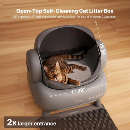 Self-Cleaning Cat Toilet – Above-Open, Large Capacity & Mat Included