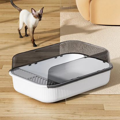 Anti-Splash Cat Litter Box: Semi-Closed Plastic Sand Box