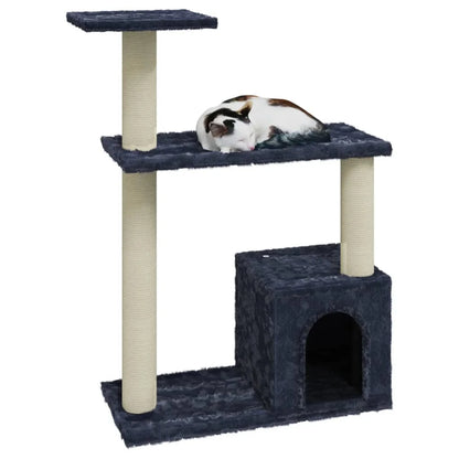 3-Tier Cat Tree Tower w/ Sisal Scratching Posts - Space-Saving 70cm (Dark Grey)
