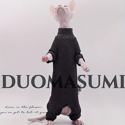 Leisure Stripe 4-Legged Cotton Clothes – Warm Soft for Sphynx & Devon Hairless Cats