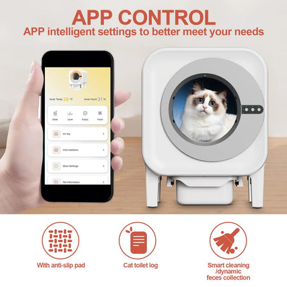 Smart Self-Cleaning Cat Litter Box – Odor-Removal, WiFi APP Control
