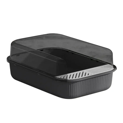 Anti-Splash Cat Litter Box: Semi-Closed Plastic Sand Box