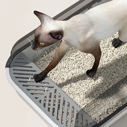 Anti-Splash Cat Litter Box: Semi-Closed Plastic Sand Box