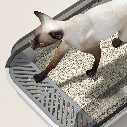 Anti-Splash Cat Litter Box: Semi-Closed Plastic Sand Box