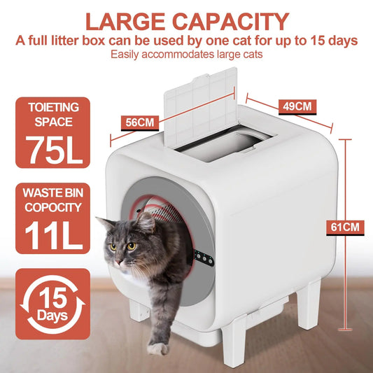 Smart Self-Cleaning Cat Litter Box – Odor-Removal, WiFi APP Control