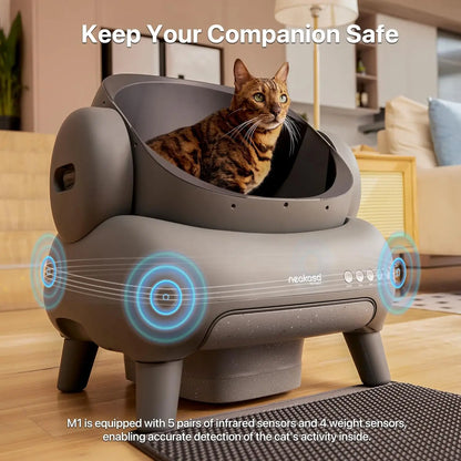 Self-Cleaning Cat Toilet – Above-Open, Large Capacity & Mat Included