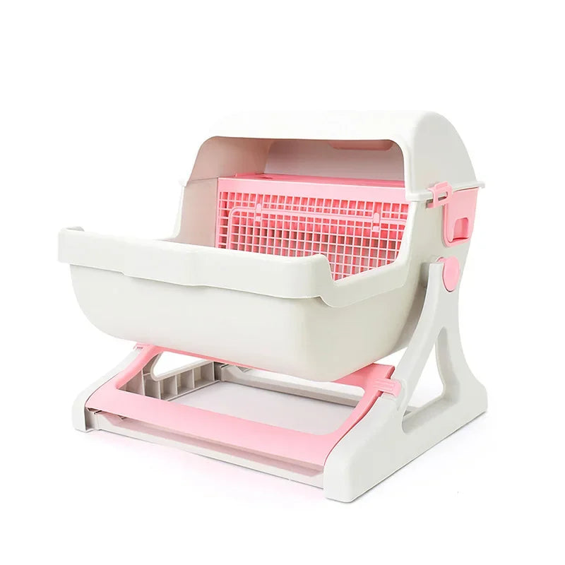 Semi-Enclosed Cat Litter Box: Anti-Splash, Oversize & Semi-Automatic