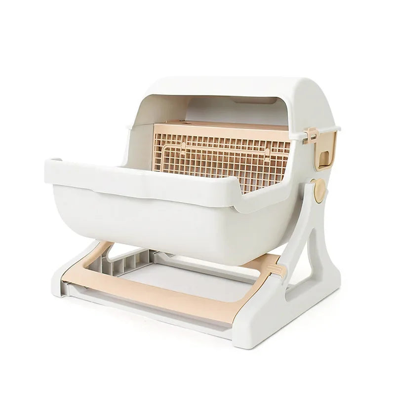 Semi-Enclosed Cat Litter Box: Anti-Splash, Oversize & Semi-Automatic