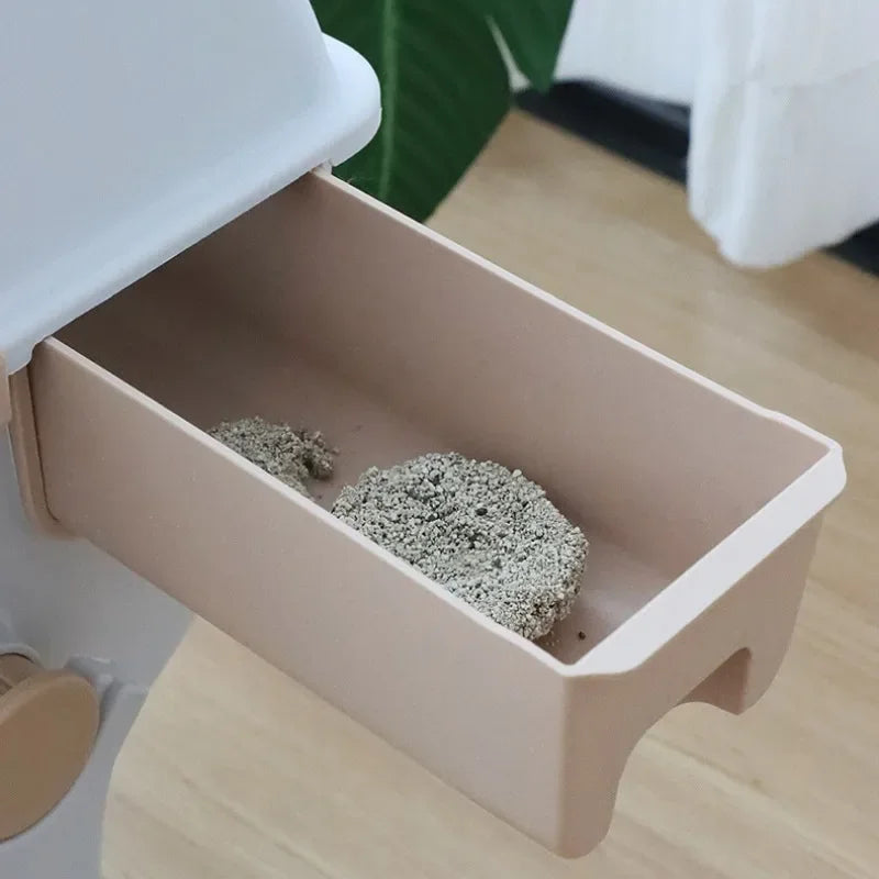 Semi-Enclosed Cat Litter Box: Anti-Splash, Oversize & Semi-Automatic
