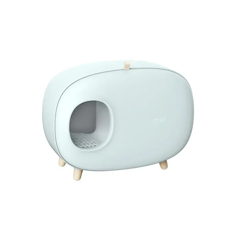 Fully Enclosed  Cat Litter Box: Solid Color Pet Toilet