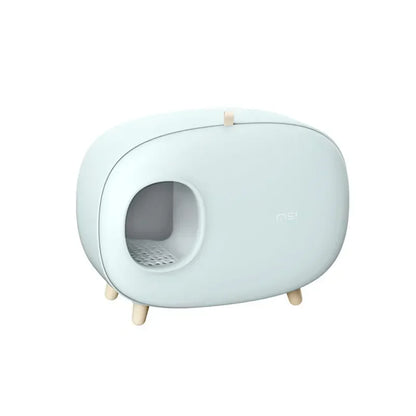 Fully Enclosed  Cat Litter Box: Solid Color Pet Toilet