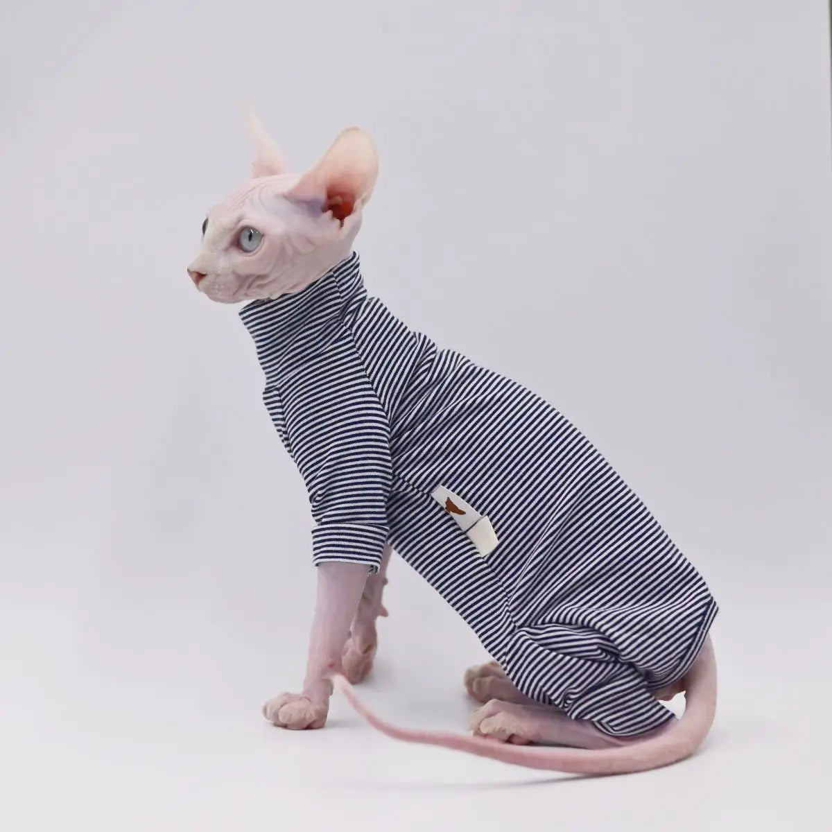 Leisure Stripe 4-Legged Cotton Vest – Warm Soft for Sphynx & Devon Hairless Cats