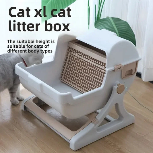 Semi-Enclosed Cat Litter Box: Anti-Splash, Oversize & Semi-Automatic
