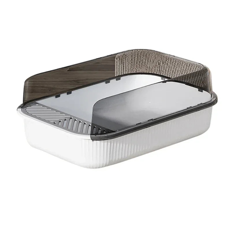 Anti-Splash Cat Litter Box: Semi-Closed Plastic Sand Box