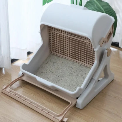 Semi-Enclosed Cat Litter Box: Anti-Splash, Oversize & Semi-Automatic