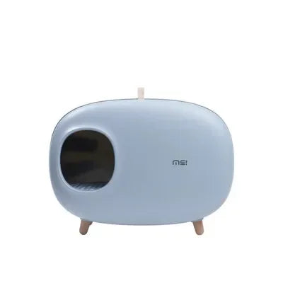Fully Enclosed  Cat Litter Box: Solid Color Pet Toilet