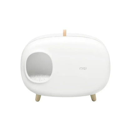 Fully Enclosed  Cat Litter Box: Solid Color Pet Toilet