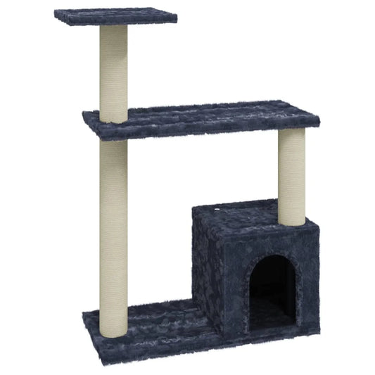 3-Tier Cat Tree Tower w/ Sisal Scratching Posts - Space-Saving 70cm (Dark Grey)