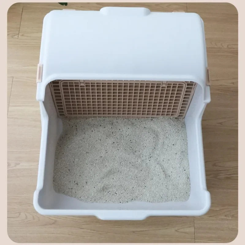 Semi-Enclosed Cat Litter Box: Anti-Splash, Oversize & Semi-Automatic